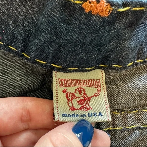 ✅Sold✅ True Religion Jeans Joey Big T Vintage USA Dark Wash Contrast Stitch - Picture 4 of 9